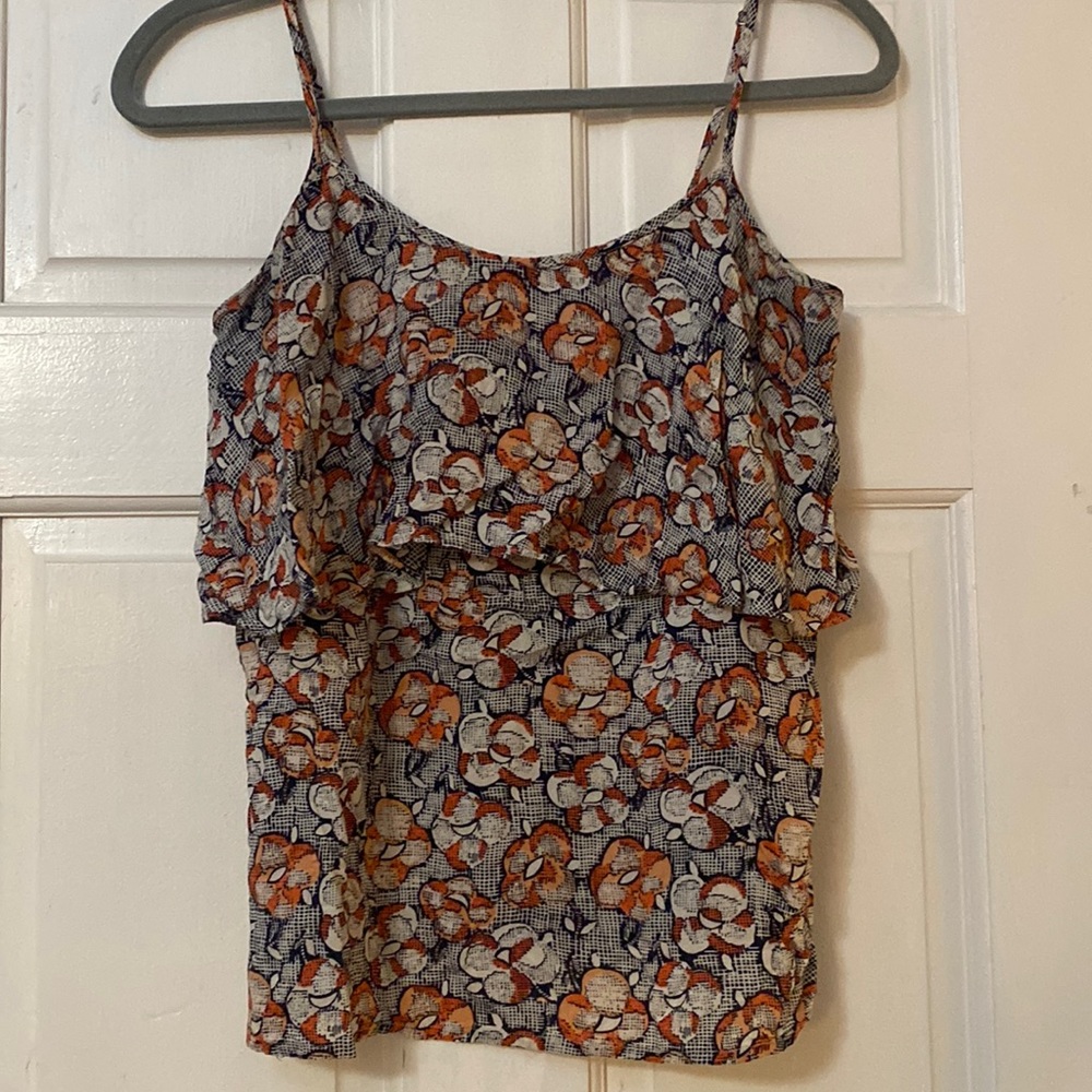 Quicksilver summer tank top, navy and orange colors.  Light weight